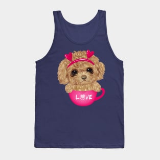 Poodle sitting inside cup Tank Top